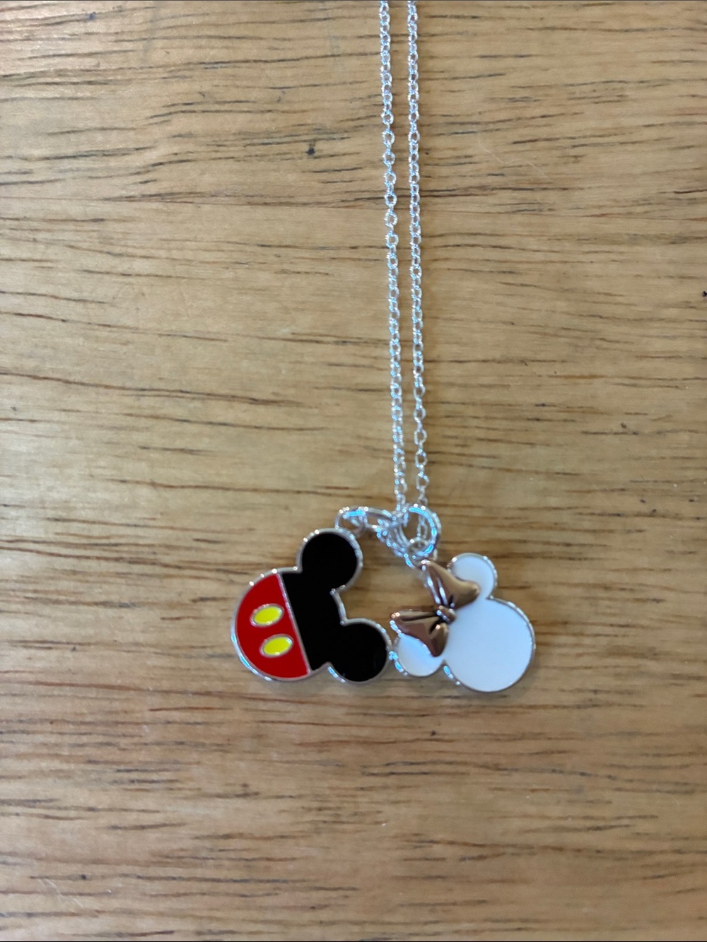 Kids Mickey & Minnie Enamel Pendant Necklace - Red, Black, White